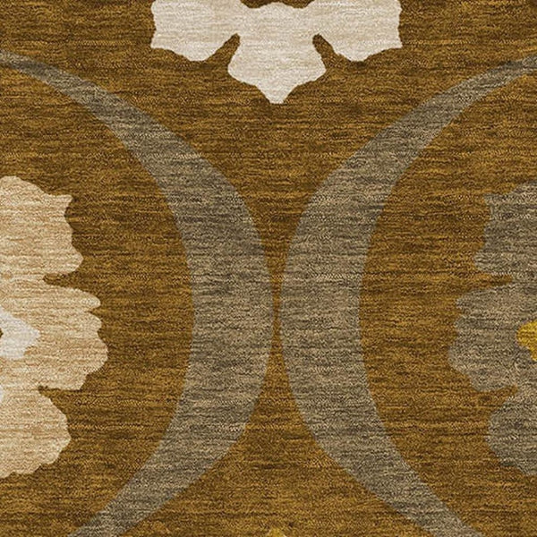 HomeRoots 9' X 12' Coffee Gold & Beige Medallion Area Rug - Washable, Stain-Resistant & UV Protected for Durability 668064