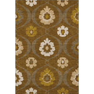 HomeRoots 10' X 14' Coffee Medallion Area Rug - Stylish, Durable, Stain-Resistant with UV Protection for Homes 668065