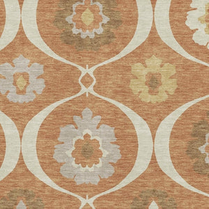 HomeRoots 8' X 10' Transitional Rust Gray Gold Medallion Washable Area Rug with UV Protection & Durability 668075