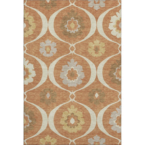 HomeRoots 9' X 12' Elegant Rust Gray & Gold Medallion Area Rug - Washable, UV-Protected, Stain-Resistant Design 668076