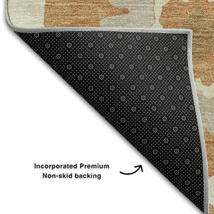 HomeRoots 9' X 12' Elegant Rust Gray & Gold Medallion Area Rug - Washable, UV-Protected, Stain-Resistant Design 668076