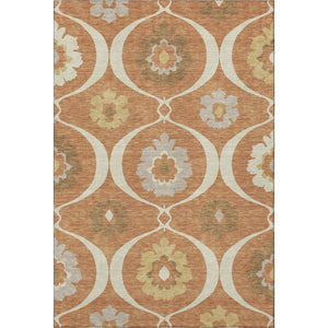 HomeRoots 9' X 12' Elegant Rust Gray & Gold Medallion Area Rug - Washable, UV-Protected, Stain-Resistant Design 668076