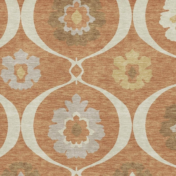 HomeRoots 10' X 14' Washable Rust Gray Gold Medallion Area Rug with UV Protection for High-Traffic Spaces 668077