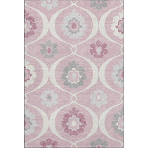 HomeRoots 10' Pink Ivory & Gray Medallion Washable Area Rug - UV Protected, Durable & Stylish for Any Room 668083