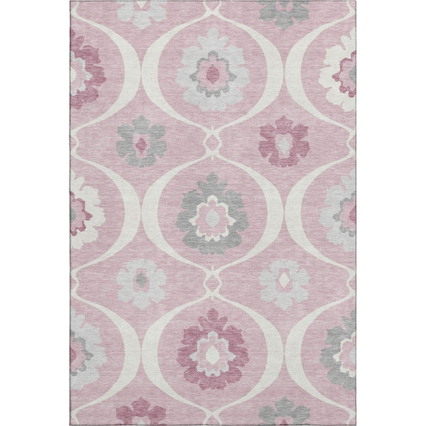 HomeRoots 10' Pink Ivory & Gray Medallion Washable Area Rug - UV Protected, Durable & Stylish for Any Room 668083