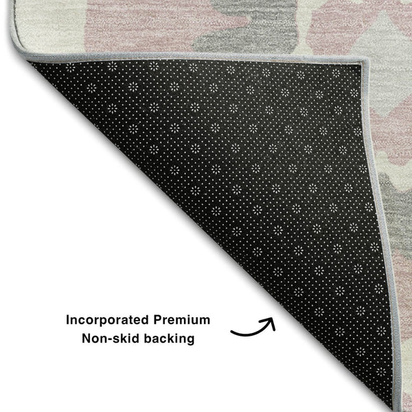 HomeRoots 10' Pink Ivory & Gray Medallion Washable Area Rug - UV Protected, Durable & Stylish for Any Room 668083
