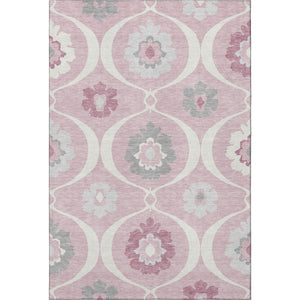 HomeRoots 10' Pink Ivory & Gray Medallion Washable Area Rug - UV Protected, Durable & Stylish for Any Room 668083