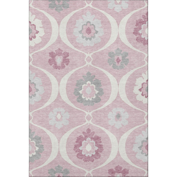 HomeRoots 10' Pink Ivory & Gray Medallion Washable Area Rug - UV Protected, Durable & Stylish for Any Room 668083