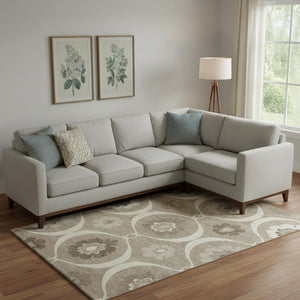 HomeRoots 8' X 10' Washable Medallion Area Rug in Taupe, Ivory & Beige - Durable, Stylish, UV Protected Design 668087
