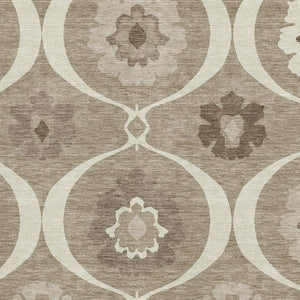 HomeRoots 8' X 10' Washable Medallion Area Rug in Taupe, Ivory & Beige - Durable, Stylish, UV Protected Design 668087