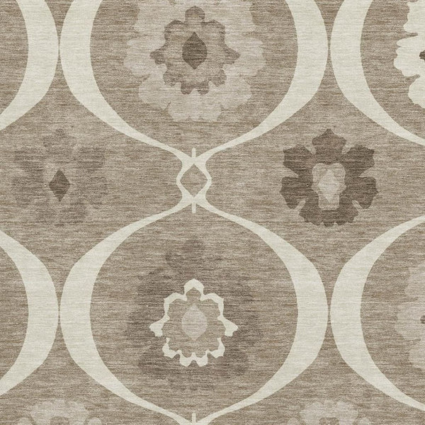 HomeRoots 8' X 10' Washable Medallion Area Rug in Taupe, Ivory & Beige - Durable, Stylish, UV Protected Design 668087