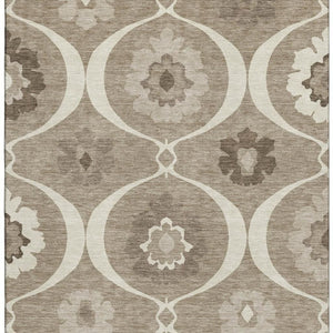 HomeRoots 9' X 12' Taupe Ivory Beige Medallion Area Rug - Washable, UV-Protected & Stain-Resistant Design 668088