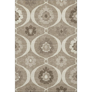 HomeRoots 10' X 14' Taupe Ivory Beige Medallion Area Rug - Washable, UV Protected, Stain Resistant, Durable Design 668089