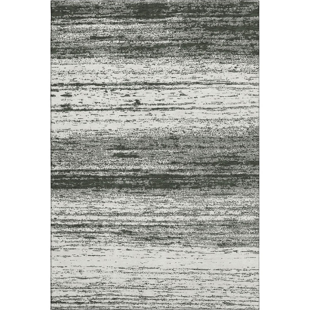 HomeRoots 5' X 8' Black And Ivory Striped Washable Area Rug – UV Protected, Durable, Easy-Care Style for Homes 668097