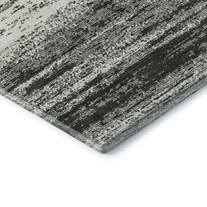 HomeRoots 5' X 8' Black And Ivory Striped Washable Area Rug – UV Protected, Durable, Easy-Care Style for Homes 668097