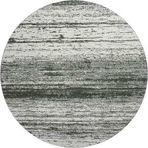 HomeRoots 8' Black And Ivory Striped Washable Round Rug - Durable, UV-Protected, Stain-Resistant for Any Space! 668098