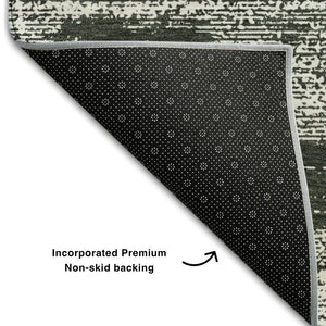 HomeRoots 8' Black And Ivory Striped Washable Round Rug - Durable, UV-Protected, Stain-Resistant for Any Space! 668098