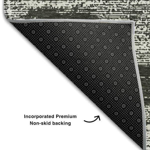HomeRoots 9' X 12' Black And Ivory Striped Area Rug - Durable, Washable, UV-Protected for Indoor & Outdoor Use 668100