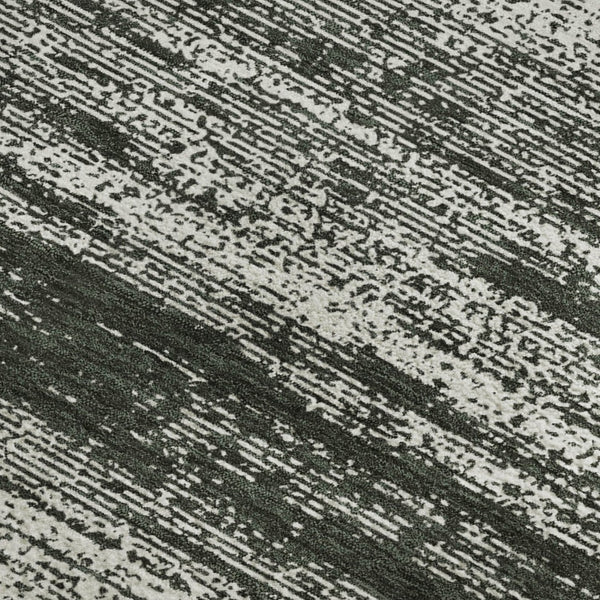 HomeRoots 9' X 12' Black And Ivory Striped Area Rug - Durable, Washable, UV-Protected for Indoor & Outdoor Use 668100