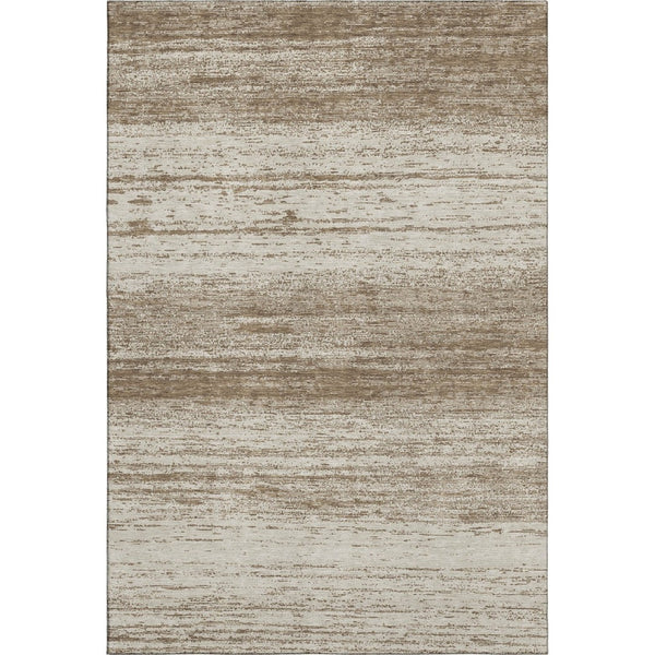 HomeRoots 5' X 8' Brown And Beige Striped Area Rug - Washable, Stain Resistant, UV Protected for Stylish Spaces 668103
