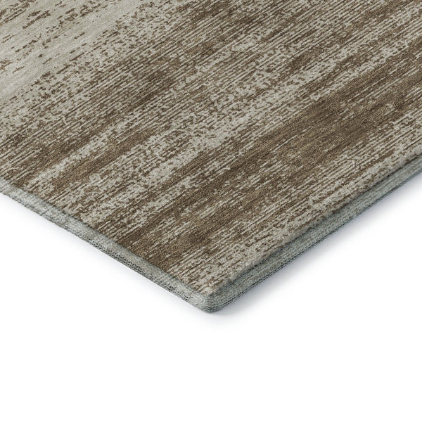 HomeRoots 5' X 8' Brown And Beige Striped Area Rug - Washable, Stain Resistant, UV Protected for Stylish Spaces 668103