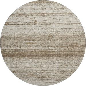 HomeRoots 8' Brown and Beige Striped Washable Round Rug – Durable, UV Protected, Perfect for Kids and Pets! 668104