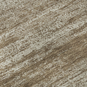 HomeRoots 8' Brown and Beige Striped Washable Round Rug – Durable, UV Protected, Perfect for Kids and Pets! 668104