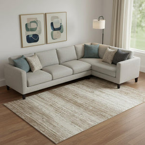 HomeRoots 8' X 10' Stylish Brown & Beige Striped Washable Area Rug with UV Protection for Busy Homes & Pets 668105