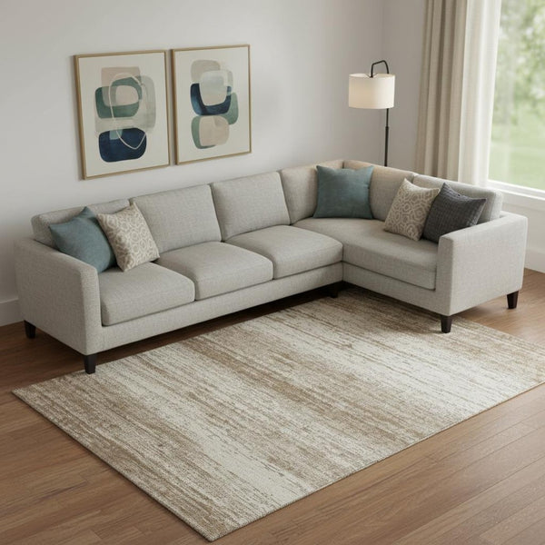HomeRoots 8' X 10' Stylish Brown & Beige Striped Washable Area Rug with UV Protection for Busy Homes & Pets 668105