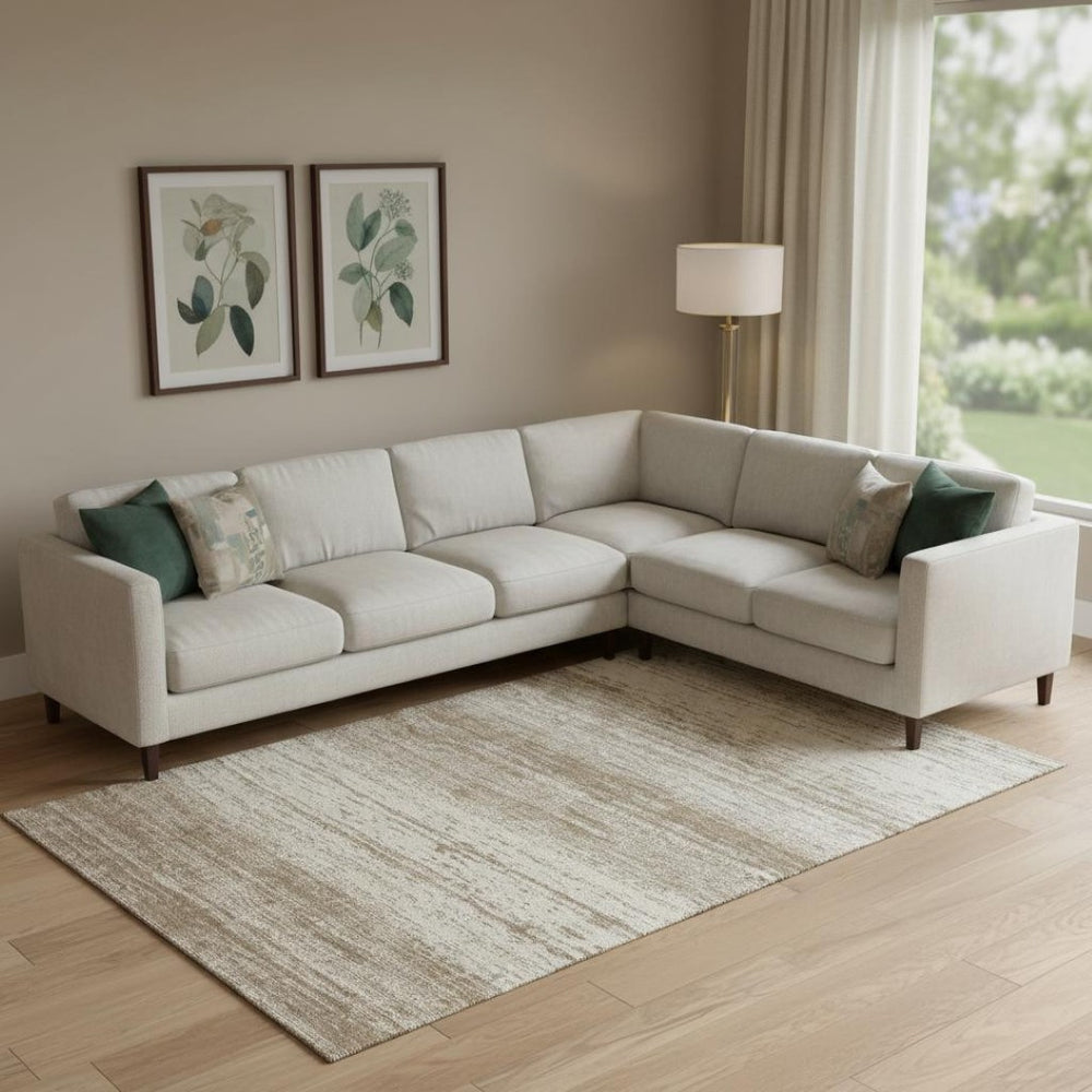 HomeRoots 9' X 12' Brown & Beige Striped Washable Area Rug with UV Protection for Busy Homes & Families 668106