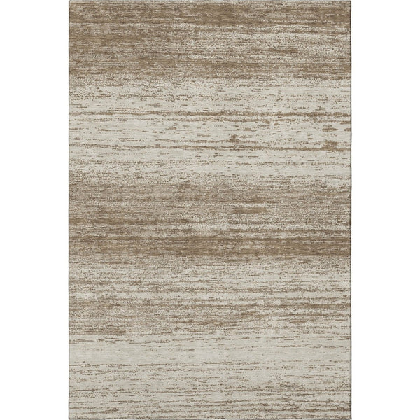 HomeRoots 9' X 12' Brown & Beige Striped Washable Area Rug with UV Protection for Busy Homes & Families 668106
