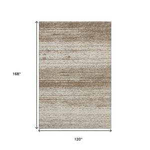 HomeRoots 10' Brown and Beige Striped Washable Area Rug – Durable, UV-Protected, Perfect for High-Traffic Spaces 668107
