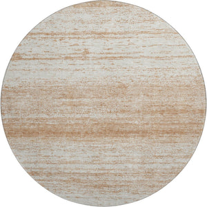 HomeRoots 8' Copper And Ivory Striped Round Rug - Washable, UV Protected, Stain Resistant for Family Spaces 668110