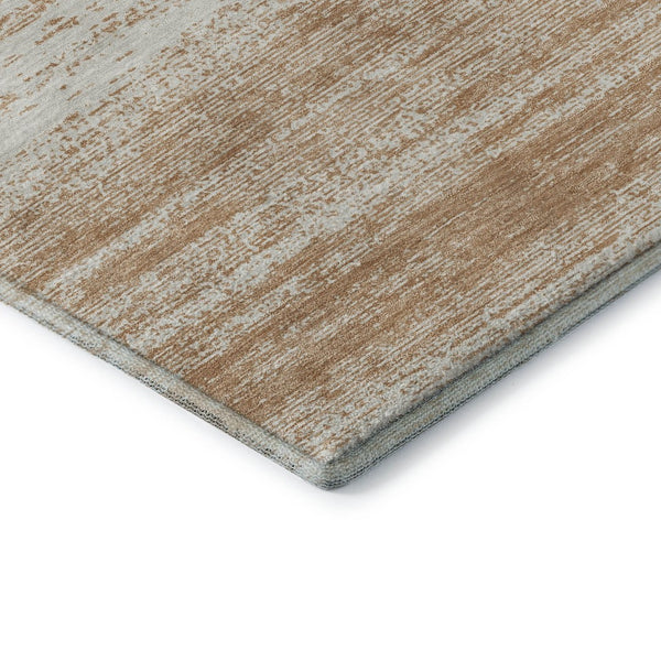 HomeRoots 8' Copper And Ivory Striped Round Rug - Washable, UV Protected, Stain Resistant for Family Spaces 668110