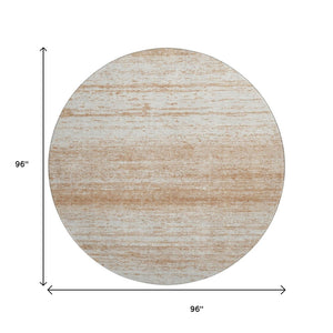 HomeRoots 8' Copper And Ivory Striped Round Rug - Washable, UV Protected, Stain Resistant for Family Spaces 668110