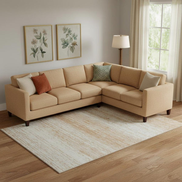 HomeRoots 9' X 12' Copper and Ivory Striped Area Rug - Durable, UV-Protected, Washable for Busy Homes & Style 668112