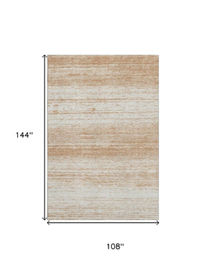 HomeRoots 9' X 12' Copper and Ivory Striped Area Rug - Durable, UV-Protected, Washable for Busy Homes & Style 668112