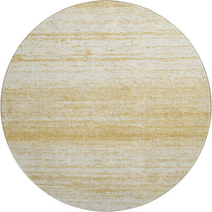 HomeRoots 8' Gold and Ivory Striped Round Rug - Washable, UV Protected, Durable, and Perfect for High-Traffic Areas 668116