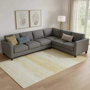 HomeRoots 8' X 10' Elegant Gold and Ivory Striped Area Rug - Washable, Durable, UV Protected for Any Home 668117