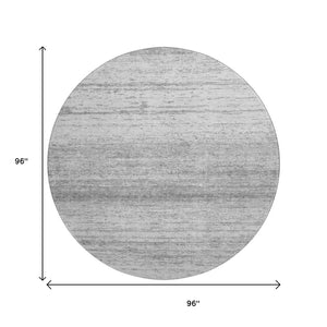 HomeRoots 8' Gray and Silver Striped Washable Round Rug - UV Resistant, Soft, Durable, Perfect for Any Space! 668122