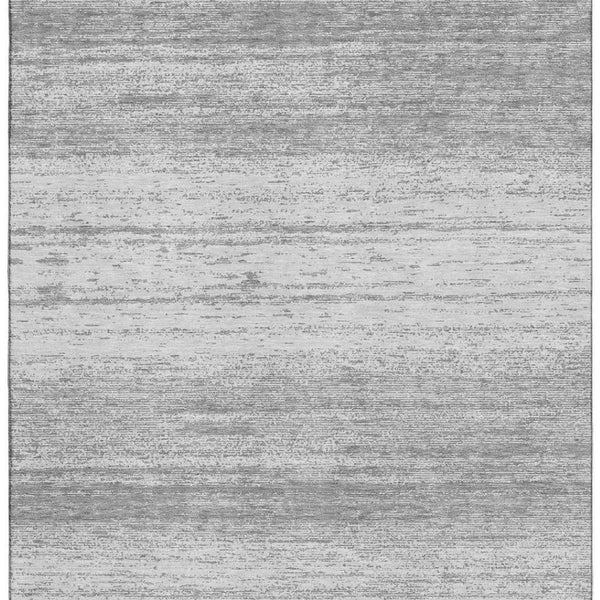 HomeRoots 9' X 12' Gray And Silver Striped Area Rug - Stylish, Washable, UV-Protected for High-Traffic Spaces 668124
