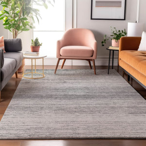 HomeRoots 10' Gray & Silver Striped Area Rug - Washable, UV-Protected, Durable & Stylish for Any Space! 668125