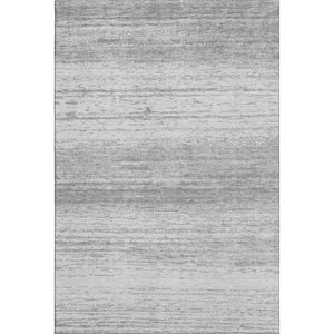 HomeRoots 10' Gray & Silver Striped Area Rug - Washable, UV-Protected, Durable & Stylish for Any Space! 668125