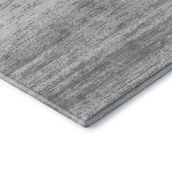 HomeRoots 10' Gray & Silver Striped Area Rug - Washable, UV-Protected, Durable & Stylish for Any Space! 668125