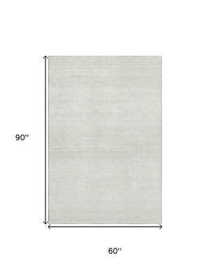 HomeRoots 5' X 8' Ivory And Beige Striped Washable Area Rug - Durable, Stain Resistant, UV Protected Design! 668127