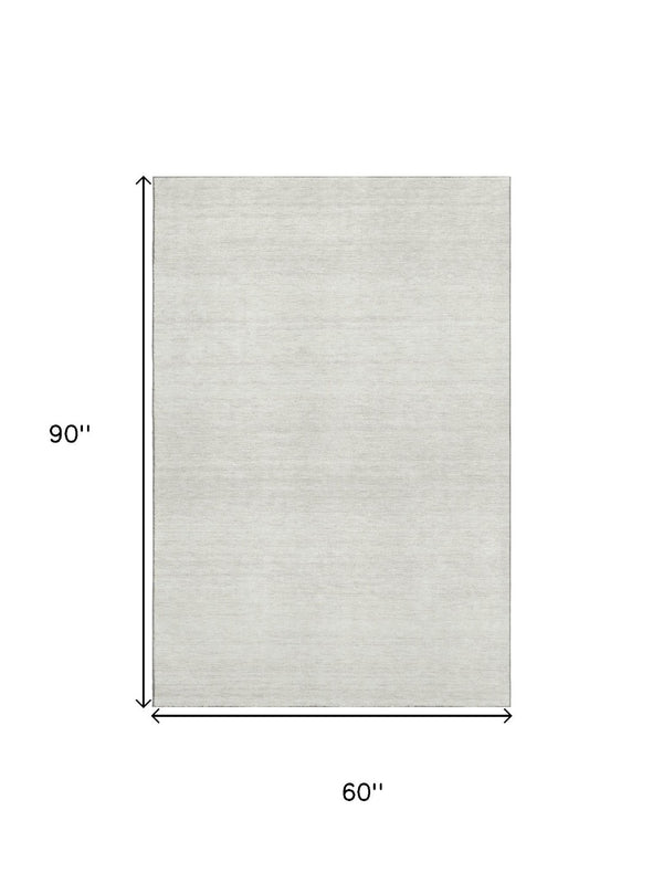 HomeRoots 5' X 8' Ivory And Beige Striped Washable Area Rug - Durable, Stain Resistant, UV Protected Design! 668127