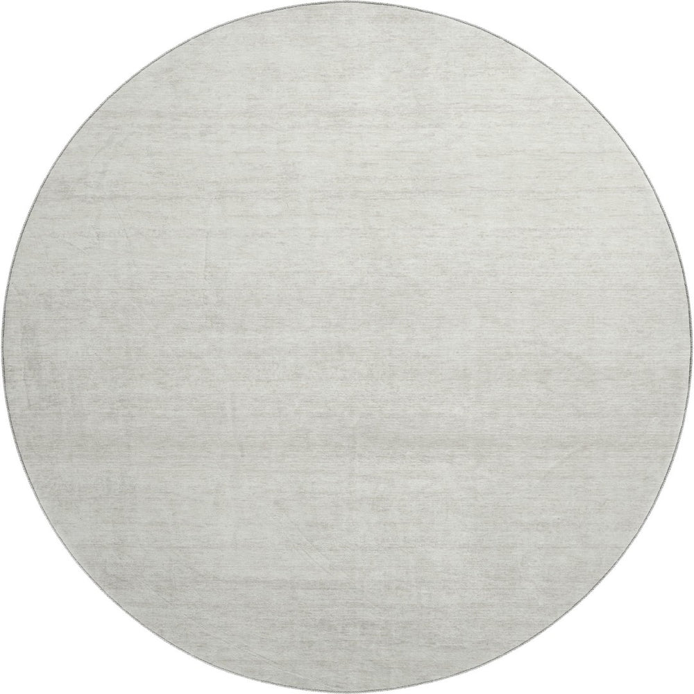 HomeRoots 8' Ivory and Beige Striped Washable Round Rug – Durable, UV Protected, Perfect for High-Traffic Areas! 668128