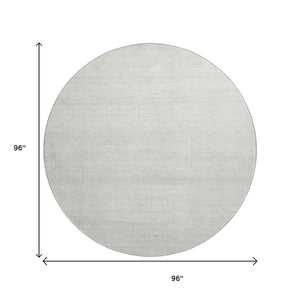 HomeRoots 8' Ivory and Beige Striped Washable Round Rug – Durable, UV Protected, Perfect for High-Traffic Areas! 668128