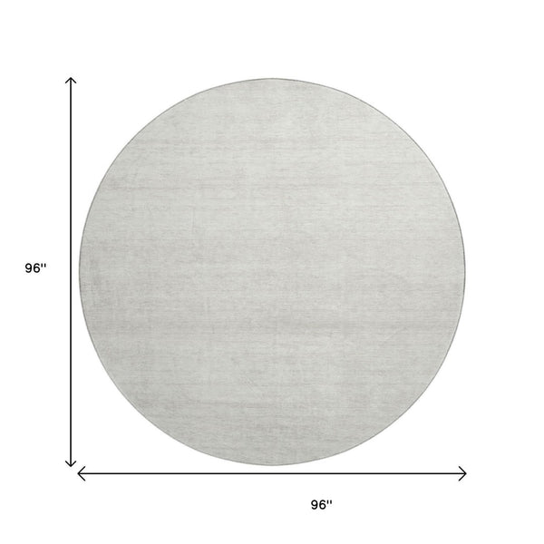 HomeRoots 8' Ivory and Beige Striped Washable Round Rug – Durable, UV Protected, Perfect for High-Traffic Areas! 668128