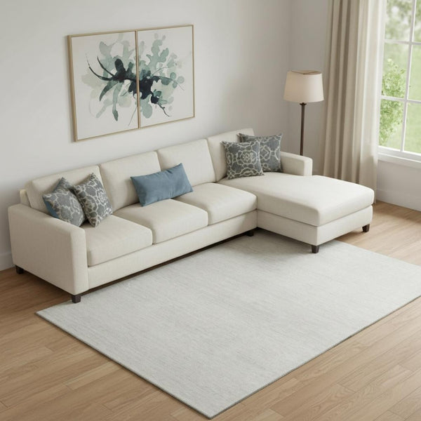 HomeRoots 8' X 10' Ivory and Beige Striped Washable Area Rug - Durable, Stain-Resistant, UV Protected Design! 668129